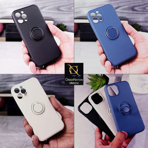 iPhone 11 Cover - White - Soft Candy Colour Camera Protection Ring Holder Case