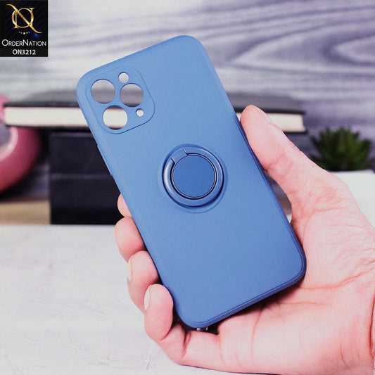 iPhone 11 Pro Cover - Blue - Soft Candy Colour Camera Protection Ring Holder Case