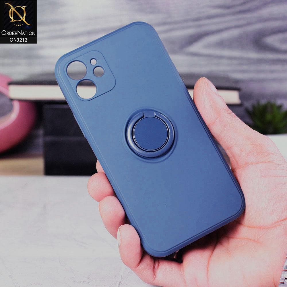 iPhone 12 Mini Cover - Blue - Soft Candy Colour Camera Protection Ring Holder Case