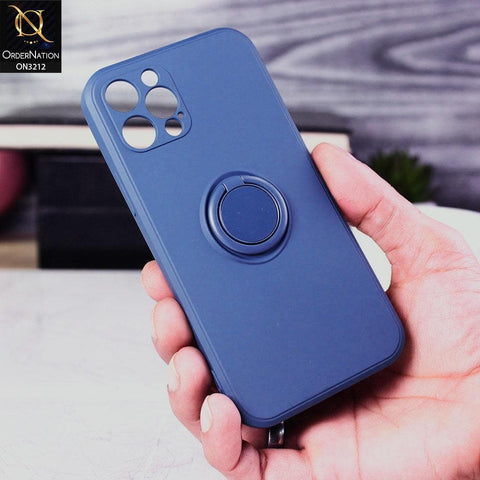 iPhone 12 Pro Cover - Blue - Soft Candy Colour Camera Protection Ring Holder Case