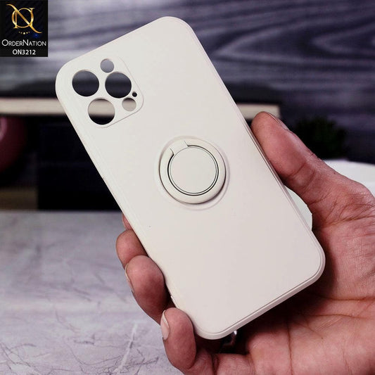iPhone 12 Pro Cover - White - Soft Candy Colour Camera Protection Ring Holder Case