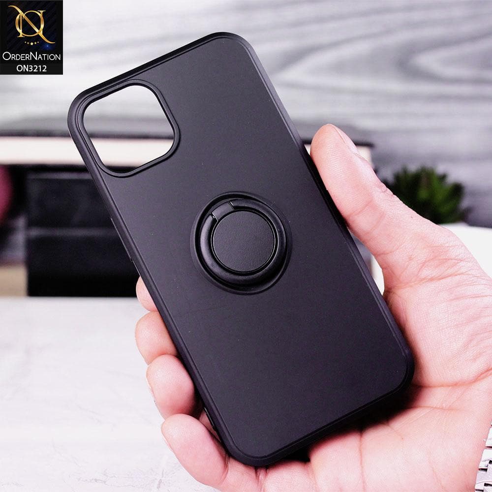iPhone 13 Mini Cover - Black - Soft Candy Colour Camera Protection Ring Holder Case