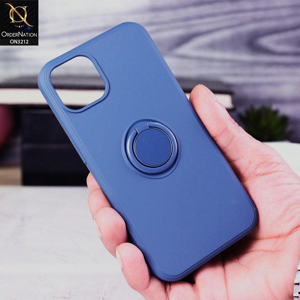 iPhone 13 Mini Cover - Blue - Soft Candy Colour Camera Protection Ring Holder Case