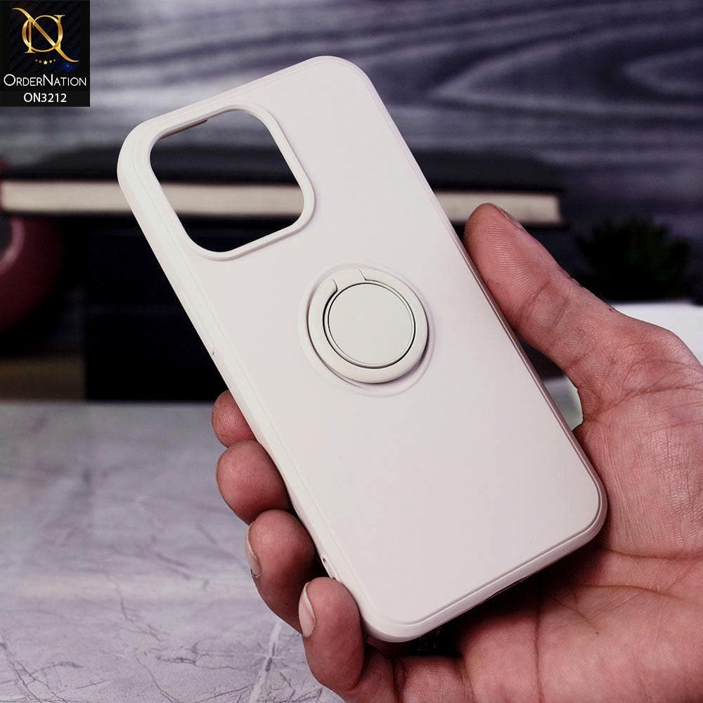 iPhone 13 Pro Cover - White - Soft Candy Colour Camera Protection Ring Holder Case