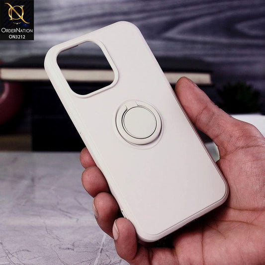 iPhone 13 Pro Cover - White - Soft Candy Colour Camera Protection Ring Holder Case