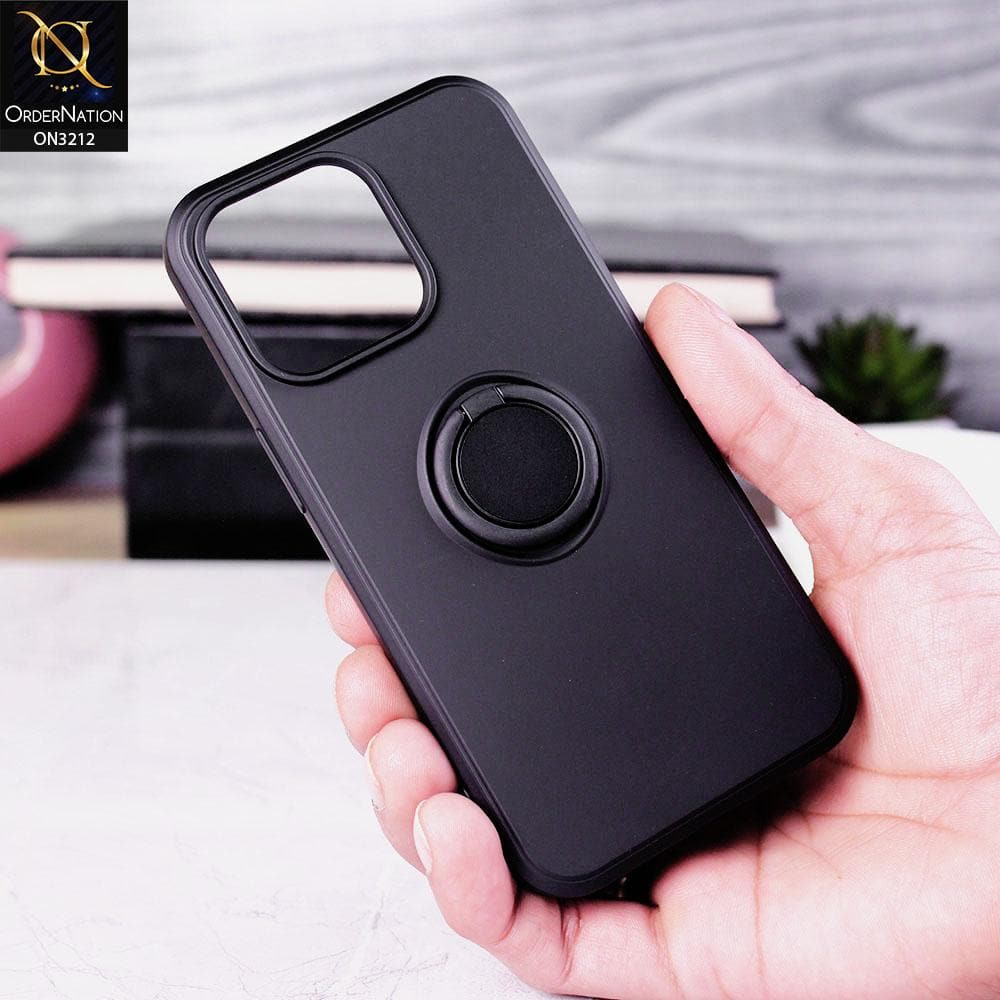 iPhone 13 Pro Max Cover - Black - Soft Candy Colour Camera Protection Ring Holder Case
