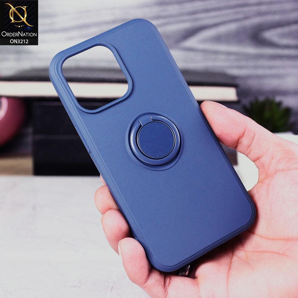 iPhone 13 Pro Max Cover - Blue - Soft Candy Colour Camera Protection Ring Holder Case