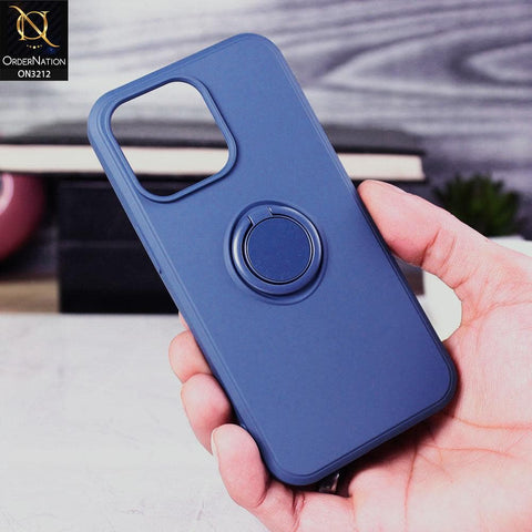 iPhone 13 Pro Max Cover - Blue - Soft Candy Colour Camera Protection Ring Holder Case