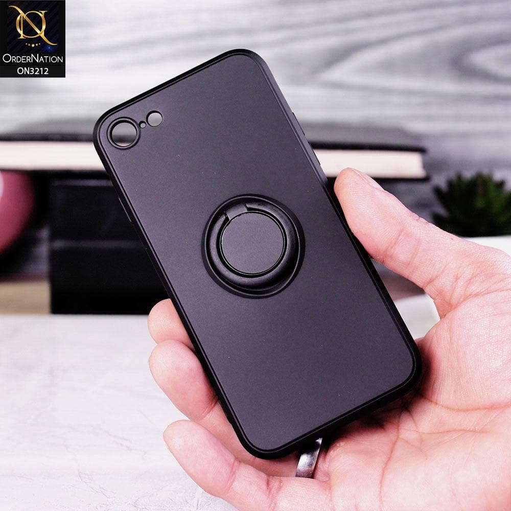 iPhone 8 / 7 Cover - Black - Soft Candy Colour Camera Protection Ring Holder Case