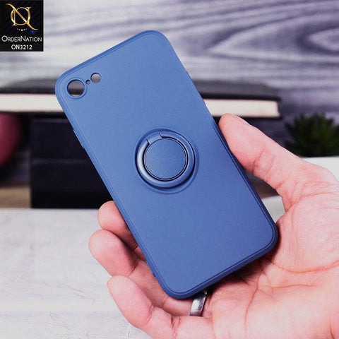 iPhone SE 2020 Cover - Blue - Soft Candy Colour Camera Protection Ring Holder Case