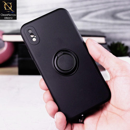 iPhone XS / X Cover - Black - Soft Candy Colour Camera Protection Ring Holder Case