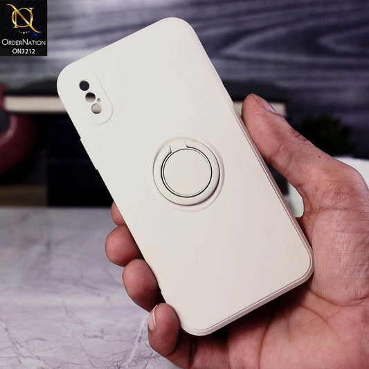 iPhone XS / X Cover - White - Soft Candy Colour Camera Protection Ring Holder Case