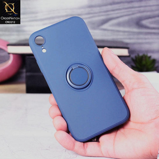 iPhone XR Cover - Blue - Soft Candy Colour Camera Protection Ring Holder Case