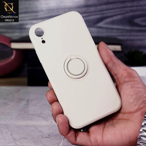 iPhone XR Cover - White - Soft Candy Colour Camera Protection Ring Holder Case