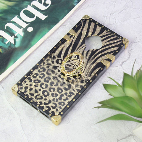 Vivo S1 Pro Cover - Design1 - Trendy Stripes Pattern Golden Square Case With Matching Bling Ring Holder
