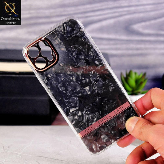 iPhone 11 Pro Max Cover - Black-Design 1 - Soft Border Chic Marble Shell Plating Case