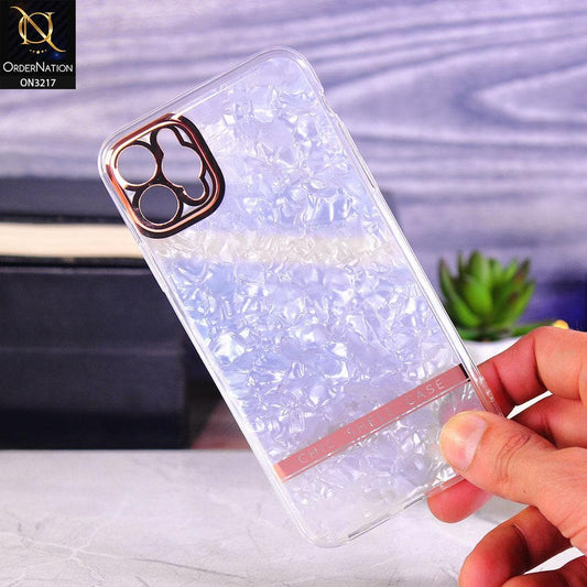 iPhone 11 Pro Max Cover - White-Design 1 - Soft Border Chic Marble Shell Plating Case