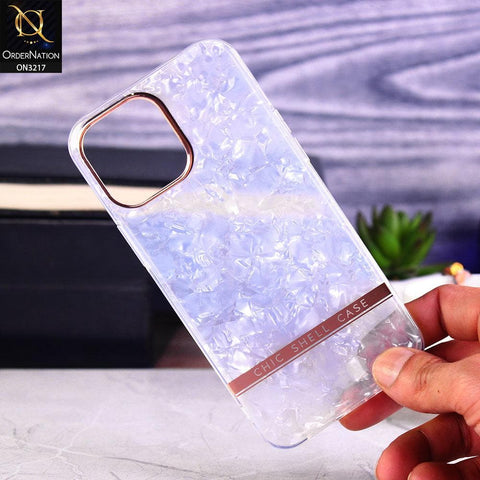 iPhone 12 Pro Max Cover - White-Design 2 - Soft Border Chic Marble Shell Plating Case