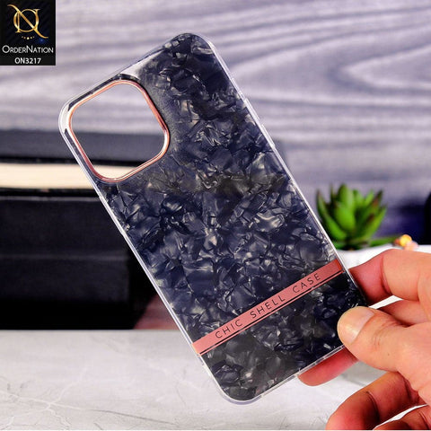 iPhone 13 Pro Max Cover - Black - Design 2 - Soft Border Chic Marble Shell Plating Case