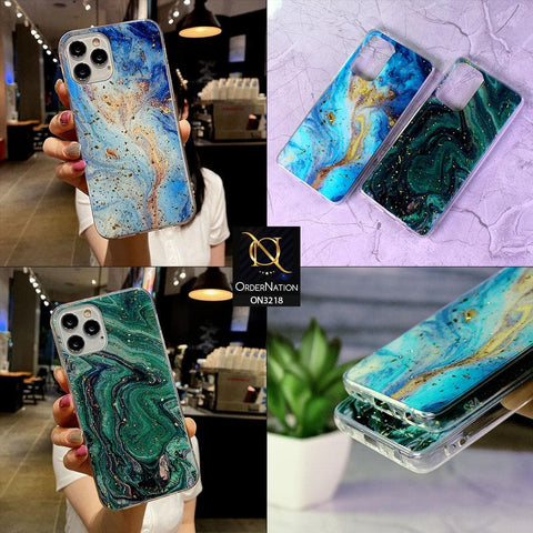 Samsung Galaxy A52 Cover - Green - New Foil Glitter Marble Pattern Soft Case