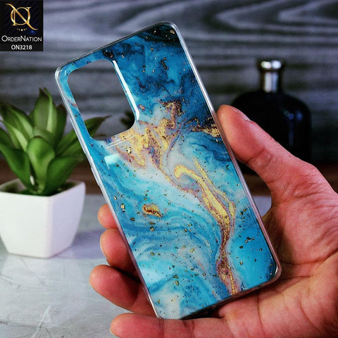 Samsung Galaxy A52 Cover - Blue - New Foil Glitter Marble Pattern Soft Case