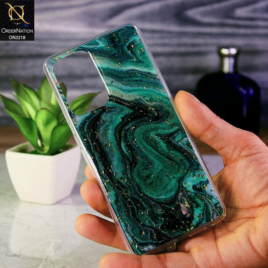 Samsung Galaxy A72 Cover - Green - New Foil Glitter Marble Pattern Soft Case