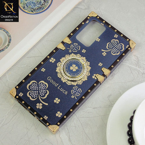 Realme 9i Cover - Blue - Square Bling Diamond Glitter Soft TPU Trunk Case with Ring Holder