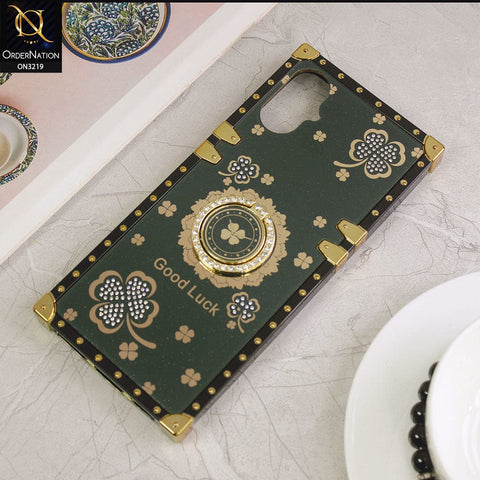 Tecno Camon 19 Neo Cover - Green - Square Bling Diamond Glitter Soft TPU Trunk Case with Ring Holder