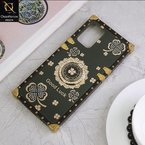 OnePlus Nord N20 5G Cover - Green - Square Bling Diamond Glitter Soft TPU Trunk Case with Ring Holder