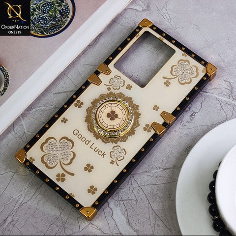 Infinix Note 12 G96 Cover - White - Square Bling Diamond Glitter Soft TPU Trunk Case with Ring Holder