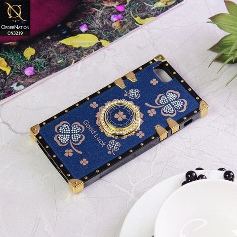 iPhone 6S / 6 Cover - Blue - Square Bling Diamond Glitter Soft TPU Trunk Case with Ring Holder