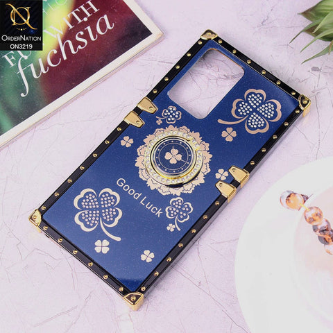 Samsung Galaxy Note 20 Ultra Cover - Blue - Square Bling Diamond Glitter Soft TPU Trunk Case with Ring Holder