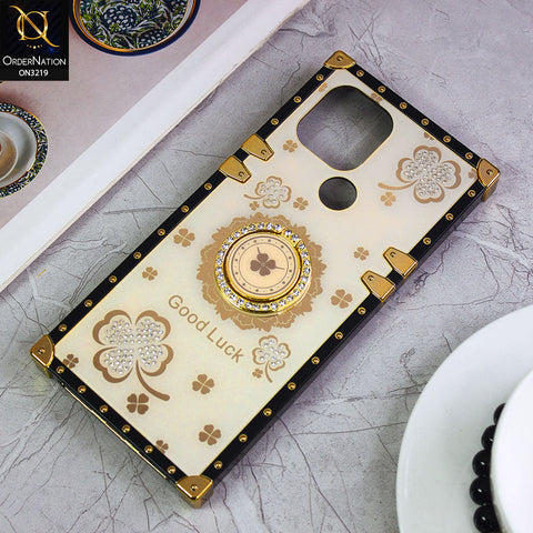 Xiaomi Redmi A1 Plus Cover - Ash White - Square Bling Diamond Glitter Soft TPU Trunk Case with Ring Holder