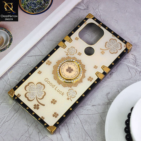 Xiaomi Poco C50 Cover - Ash White - Square Bling Diamond Glitter Soft TPU Trunk Case with Ring Holder