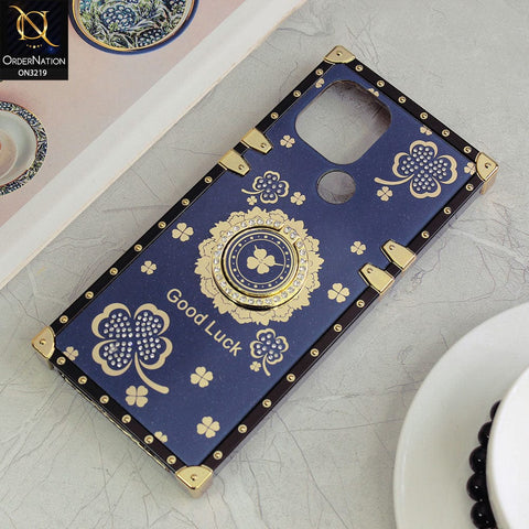 Xiaomi Poco C50 Cover - Blue - Square Bling Diamond Glitter Soft TPU Trunk Case with Ring Holder