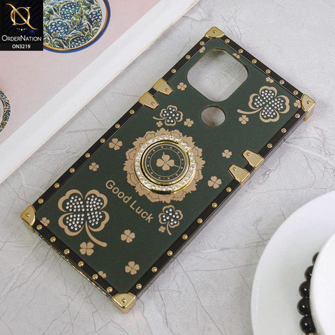 Xiaomi Poco C50 Cover - Green - Square Bling Diamond Glitter Soft TPU Trunk Case with Ring Holder