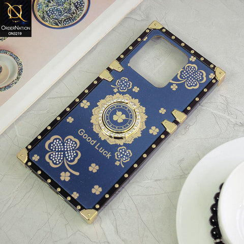 Xiaomi Redmi 10C Cover - Blue - Square Bling Diamond Glitter Soft TPU Trunk Case with Ring Holder