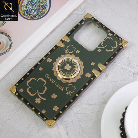 Xiaomi Redmi 10C Cover - Green - Square Bling Diamond Glitter Soft TPU Trunk Case with Ring Holder