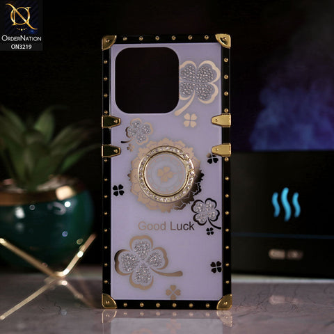 Xiaomi Poco C55 Cover - Light Purple -  Square Bling Diamond Glitter Soft TPU Trunk Case with Ring Holder