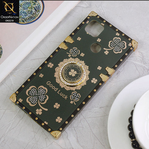 Xiaomi Redmi 10A Cover - Green - Square Bling Diamond Glitter Soft TPU Trunk Case with Ring Holder
