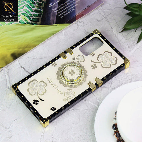 Xiaomi Redmi Note 11S Cover - Ash White - Square Bling Diamond Glitter Soft TPU Trunk Case with Ring Holder