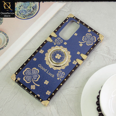 Xiaomi Redmi Note 11 Cover - Blue - Square Bling Diamond Glitter Soft TPU Trunk Case with Ring Holder