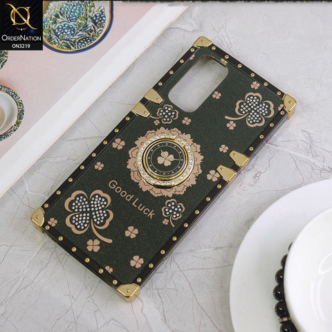 Xiaomi Redmi Note 11 Cover - Green - Square Bling Diamond Glitter Soft TPU Trunk Case with Ring Holder