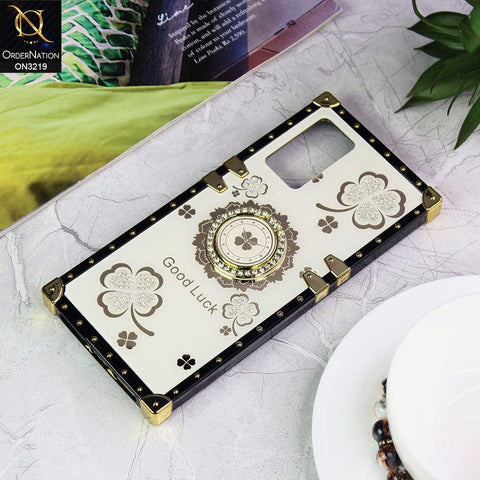 Oppo Reno 6 Pro 5G Cover - Ash White - Square Bling Diamond Glitter Soft TPU Trunk Case with Ring Holder