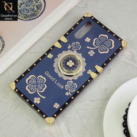 Vivo S1 Cover - Blue - Square Bling Diamond Glitter Soft TPU Trunk Case with Ring Holder