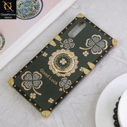 Vivo S1 Cover - Green - Square Bling Diamond Glitter Soft TPU Trunk Case with Ring Holder
