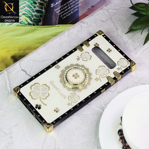 Samsung Galaxy S10 Plus Cover - Ash White - Square Bling Diamond Glitter Soft TPU Trunk Case with Ring Holder