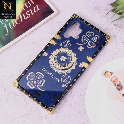 Samsung Galaxy A32 Cover - Blue - Square Bling Diamond Glitter Soft TPU Trunk Case with Ring Holder