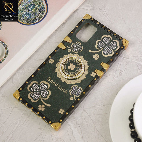 Samsung Galaxy A51 Cover - Green - Square Bling Diamond Glitter Soft TPU Trunk Case with Ring Holder