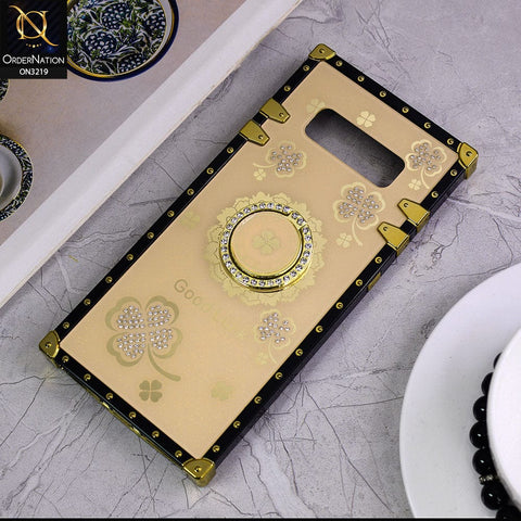 Samsung Galaxy Note 8 Cover - Pink - Square Bling Diamond Glitter Soft TPU Trunk Case with Ring Holder